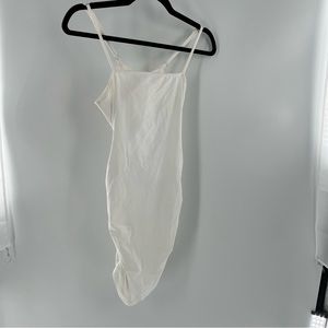 4/$25 poly spandex white open back dress rouche slutty lol size 2